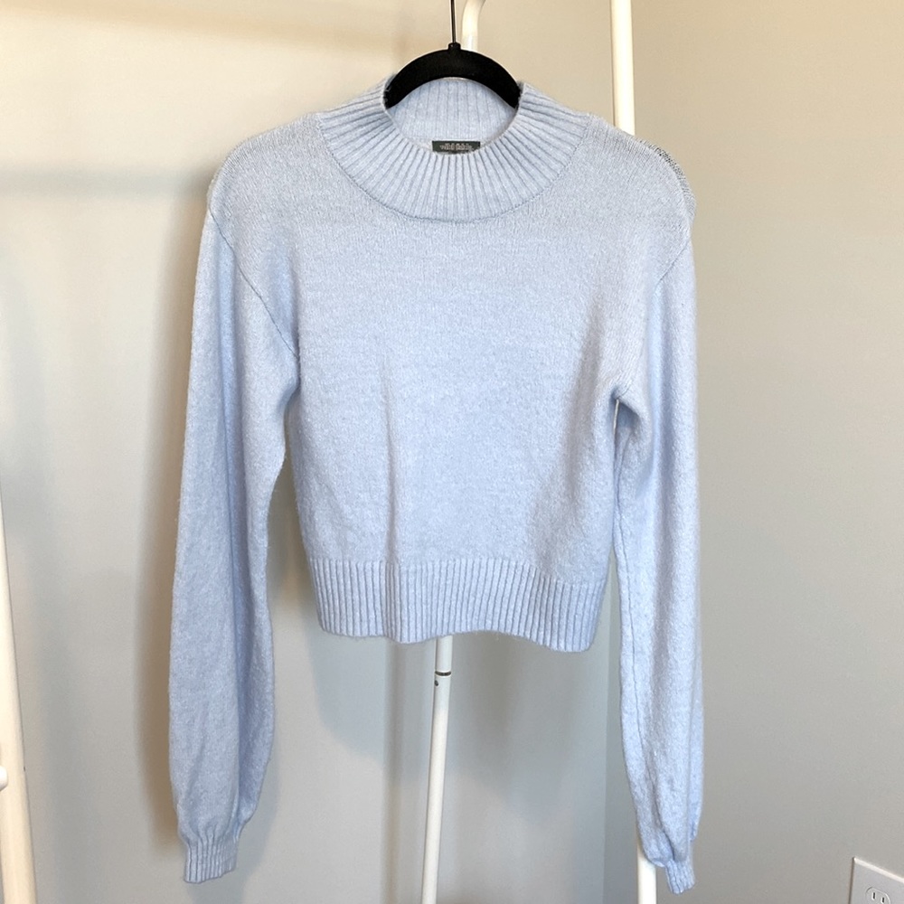Wild Fable | Baby blue cowl neck, bell sleeve cropped sweater
